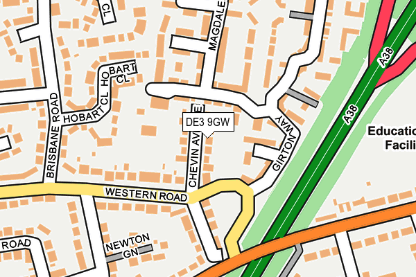 DE3 9GW map - OS OpenMap – Local (Ordnance Survey)