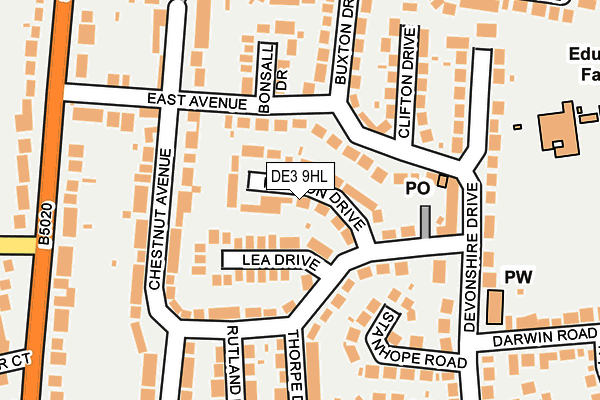 DE3 9HL map - OS OpenMap – Local (Ordnance Survey)