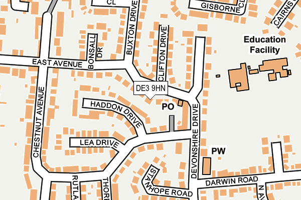 DE3 9HN map - OS OpenMap – Local (Ordnance Survey)