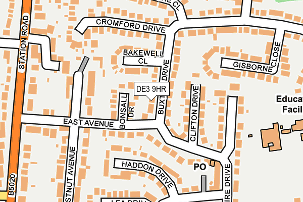 DE3 9HR map - OS OpenMap – Local (Ordnance Survey)