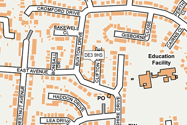 DE3 9HS map - OS OpenMap – Local (Ordnance Survey)