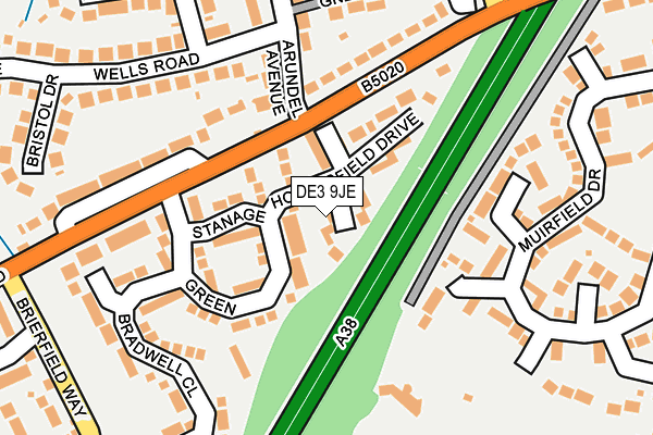 DE3 9JE map - OS OpenMap – Local (Ordnance Survey)