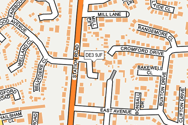 DE3 9JF map - OS OpenMap – Local (Ordnance Survey)