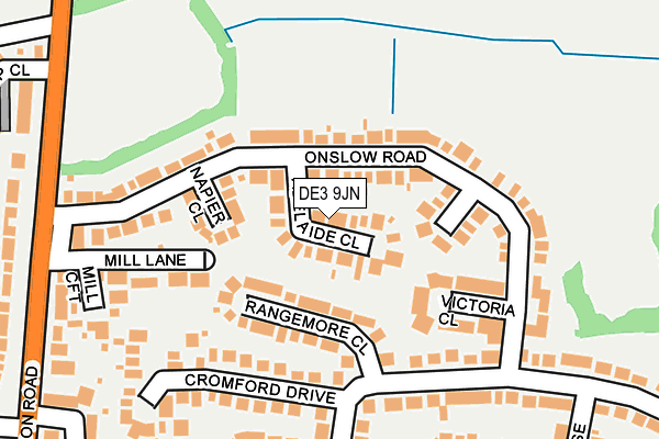 DE3 9JN map - OS OpenMap – Local (Ordnance Survey)