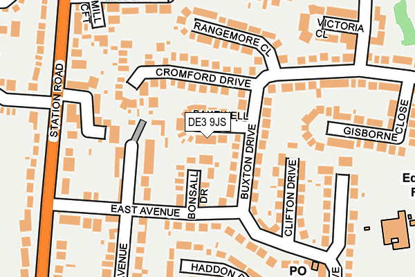 DE3 9JS map - OS OpenMap – Local (Ordnance Survey)