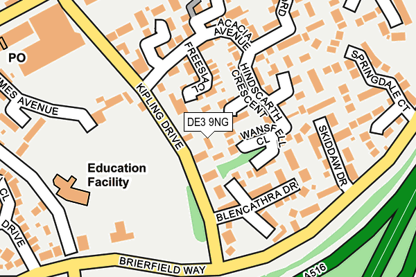 DE3 9NG map - OS OpenMap – Local (Ordnance Survey)