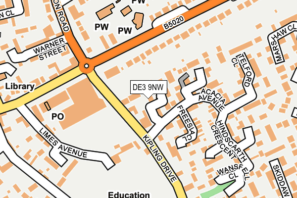 DE3 9NW map - OS OpenMap – Local (Ordnance Survey)