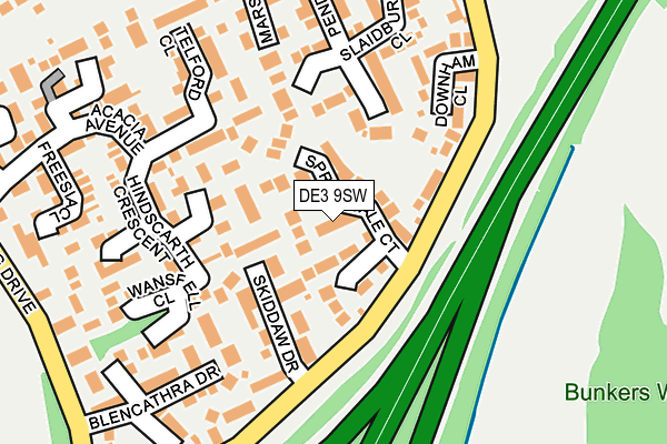 DE3 9SW map - OS OpenMap – Local (Ordnance Survey)