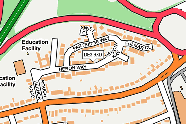 DE3 9XD map - OS OpenMap – Local (Ordnance Survey)