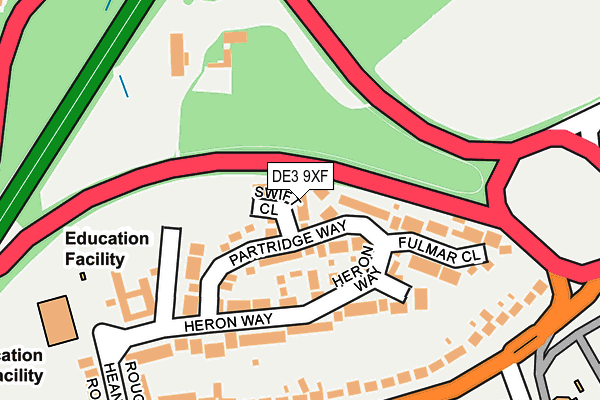 DE3 9XF map - OS OpenMap – Local (Ordnance Survey)