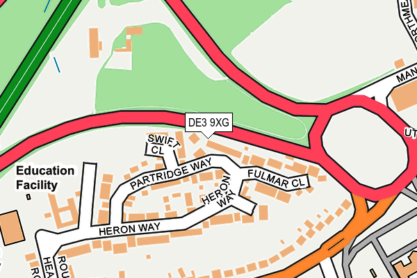 DE3 9XG map - OS OpenMap – Local (Ordnance Survey)