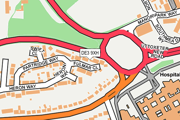 DE3 9XH map - OS OpenMap – Local (Ordnance Survey)