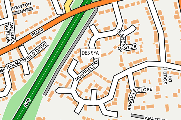 DE3 9YA map - OS OpenMap – Local (Ordnance Survey)