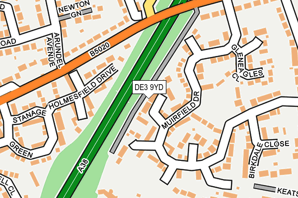 DE3 9YD map - OS OpenMap – Local (Ordnance Survey)