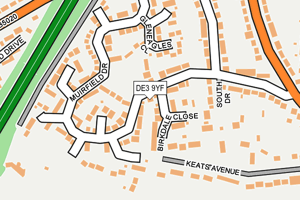 DE3 9YF map - OS OpenMap – Local (Ordnance Survey)