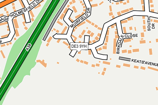 DE3 9YH map - OS OpenMap – Local (Ordnance Survey)