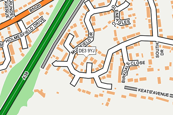 DE3 9YJ map - OS OpenMap – Local (Ordnance Survey)
