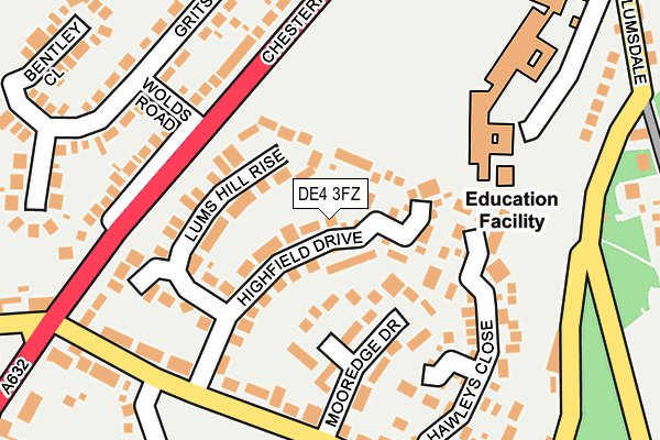 DE4 3FZ map - OS OpenMap – Local (Ordnance Survey)