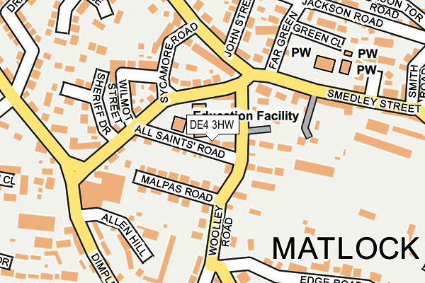 DE4 3HW map - OS OpenMap – Local (Ordnance Survey)