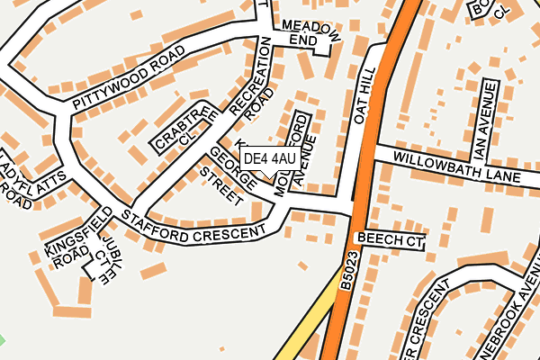 DE4 4AU map - OS OpenMap – Local (Ordnance Survey)