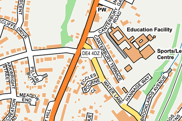 DE4 4DZ map - OS OpenMap – Local (Ordnance Survey)