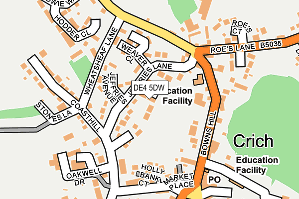 DE4 5DW map - OS OpenMap – Local (Ordnance Survey)
