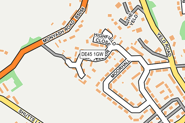 DE45 1GW map - OS OpenMap – Local (Ordnance Survey)
