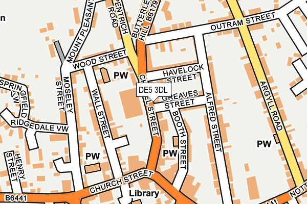 Map of RWF MOTORCYCLES (ALFRETON) LIMITED at local scale