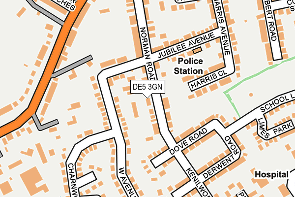 DE5 3GN map - OS OpenMap – Local (Ordnance Survey)