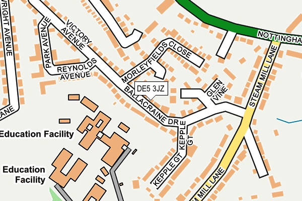 DE5 3JZ map - OS OpenMap – Local (Ordnance Survey)