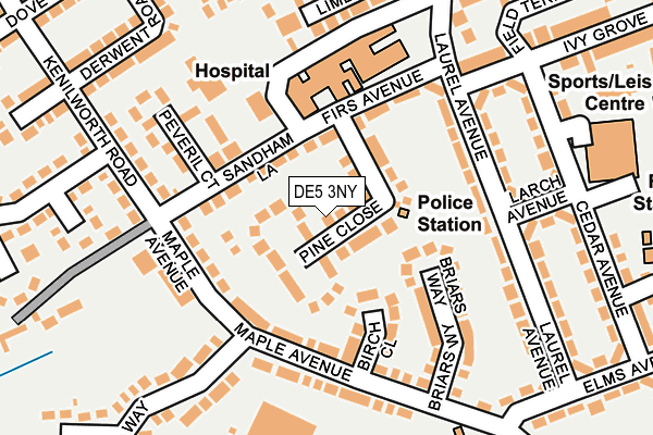 DE5 3NY map - OS OpenMap – Local (Ordnance Survey)