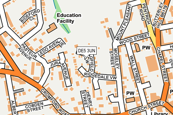 DE5 3UN map - OS OpenMap – Local (Ordnance Survey)