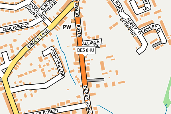 DE5 8HU map - OS OpenMap – Local (Ordnance Survey)