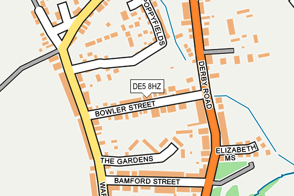 DE5 8HZ map - OS OpenMap – Local (Ordnance Survey)