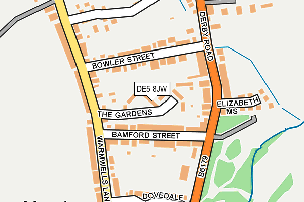 DE5 8JW map - OS OpenMap – Local (Ordnance Survey)