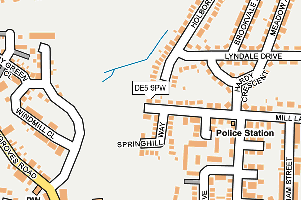 DE5 9PW map - OS OpenMap – Local (Ordnance Survey)