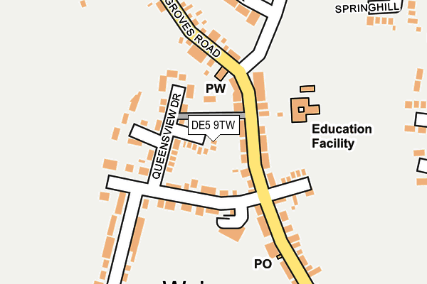 DE5 9TW map - OS OpenMap – Local (Ordnance Survey)