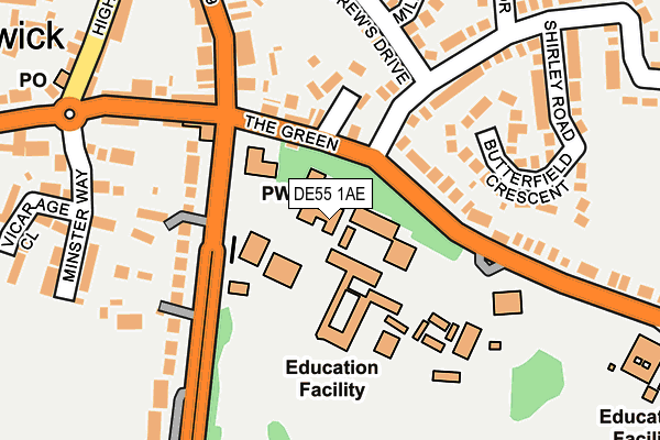 DE55 1AE map - OS OpenMap – Local (Ordnance Survey)