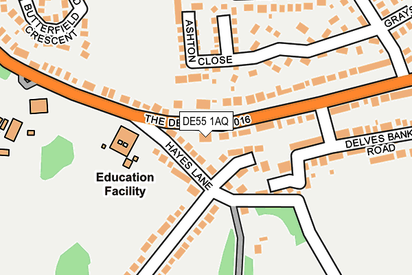DE55 1AQ map - OS OpenMap – Local (Ordnance Survey)