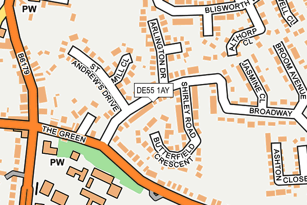 DE55 1AY map - OS OpenMap – Local (Ordnance Survey)