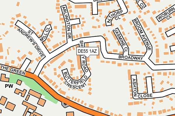 DE55 1AZ map - OS OpenMap – Local (Ordnance Survey)
