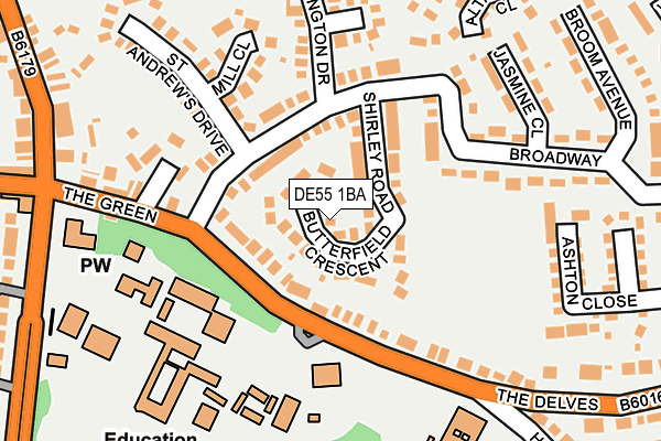 DE55 1BA map - OS OpenMap – Local (Ordnance Survey)