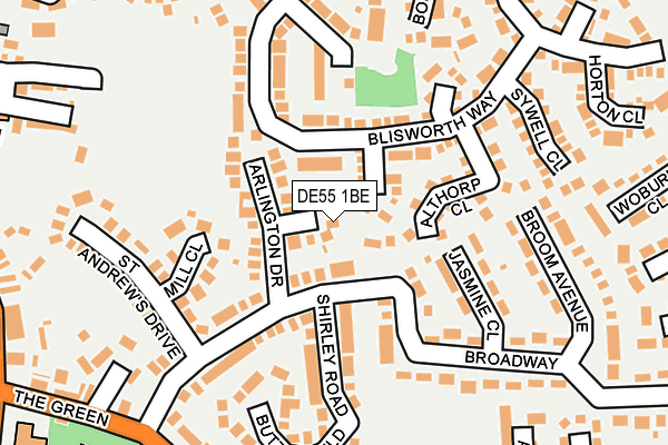 DE55 1BE map - OS OpenMap – Local (Ordnance Survey)