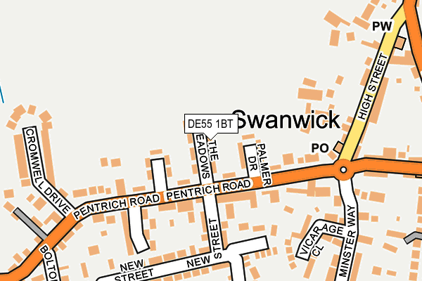 DE55 1BT map - OS OpenMap – Local (Ordnance Survey)