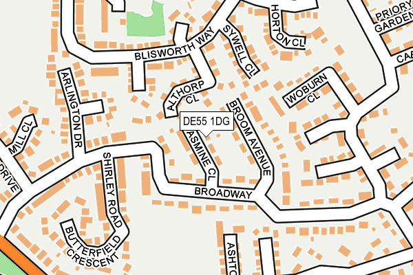 DE55 1DG map - OS OpenMap – Local (Ordnance Survey)