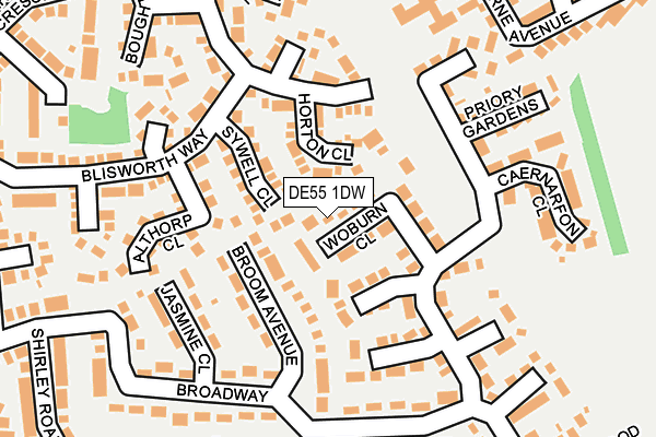 DE55 1DW map - OS OpenMap – Local (Ordnance Survey)