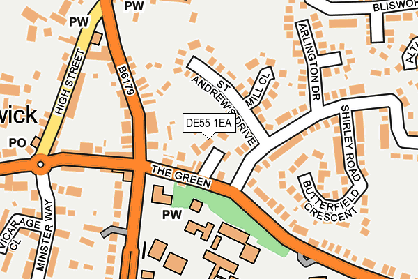 DE55 1EA map - OS OpenMap – Local (Ordnance Survey)