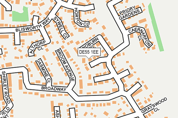 DE55 1EE map - OS OpenMap – Local (Ordnance Survey)