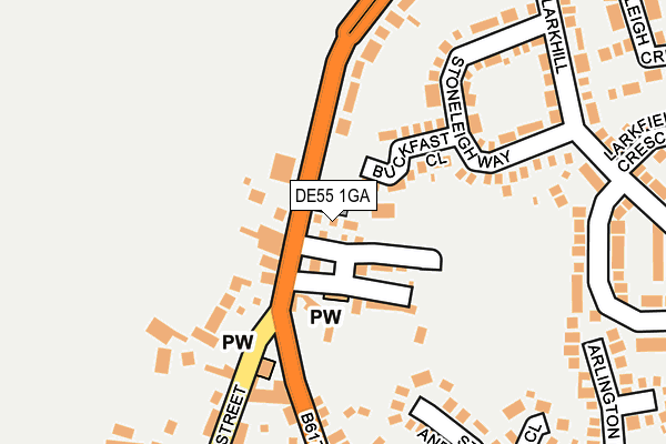 DE55 1GA map - OS OpenMap – Local (Ordnance Survey)
