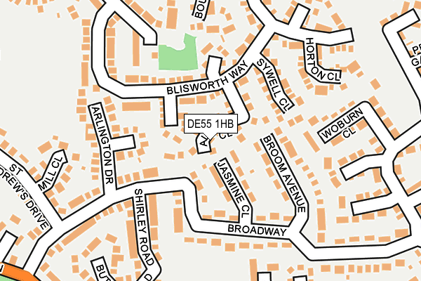 DE55 1HB map - OS OpenMap – Local (Ordnance Survey)